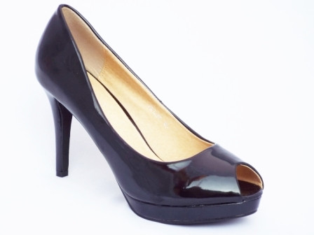 Pantofi dama negri cu toc 9 cm si platforma