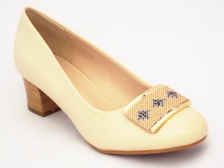 Pantofi dama bej cu toc de 5 cm