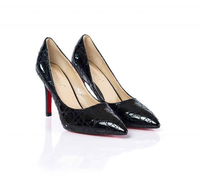 Pantofi dama Cyara negri cu toc de 8 cm
