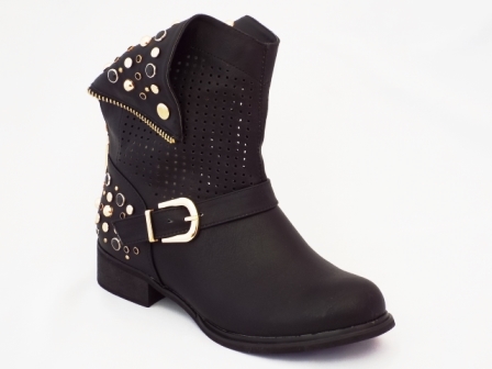 Ghete dama negre cu accesorii multiple