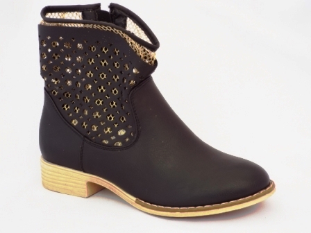 Ghete dama negre perforate cu dublura aurie biashoes.ro imagine reduceri