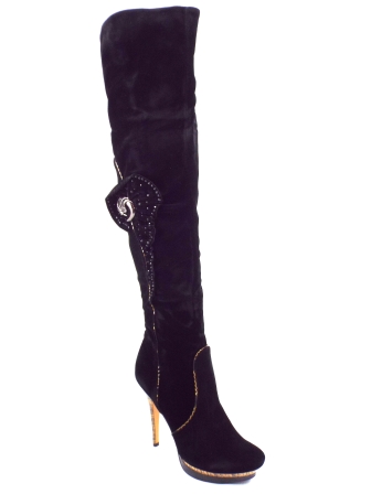 Cizme dama Pyedy negre toc de 12 cm si platforma