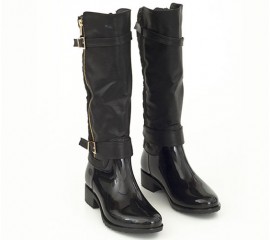 Cizme dama Irry negre cauciucate toc de 3 cm