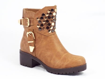 Ghete dama Doty khaki cu toc de 5 cm