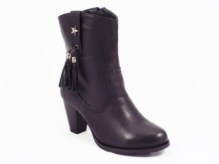 Ghete dama Star negre, toc de 6 cm