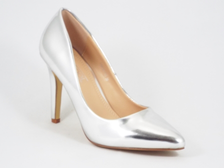 Pantofi dama stiletto argintii toc de 9 cm Coolya