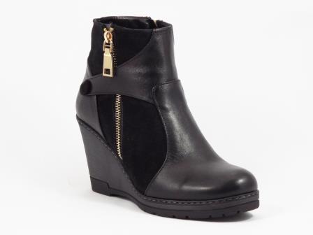 Ghete dama negre piele ortopedice toc 8 cm Hanna biashoes.ro imagine reduceri