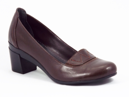 Pantofi dama piele maro toc 5 cm Geny