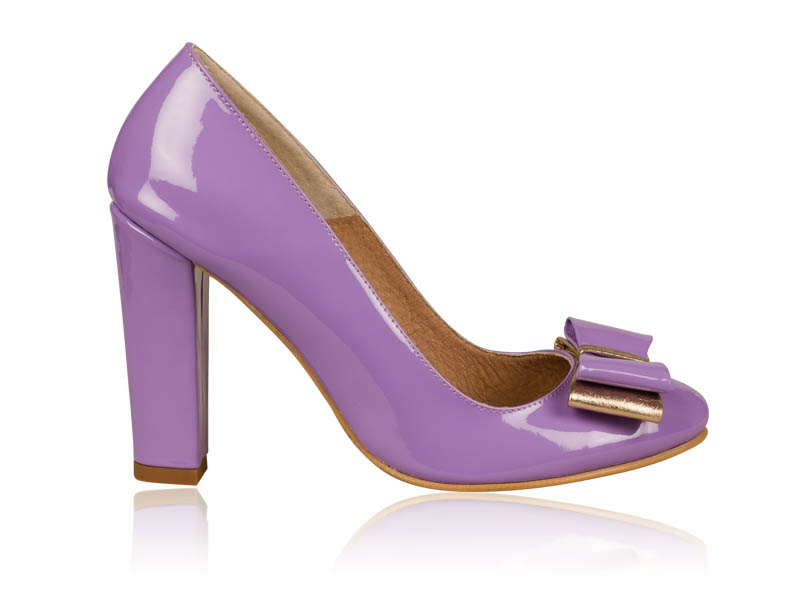 Pantofi dama piele lacuita lila toc 10 cm Jynya