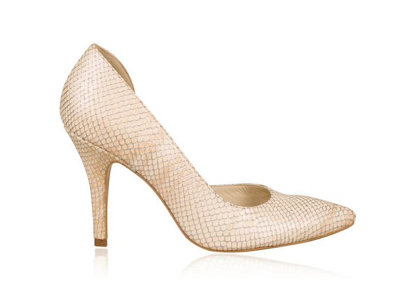 Pantofi dama bej piele print sarpe toc 9 cm Nyko biashoes.ro imagine reduceri