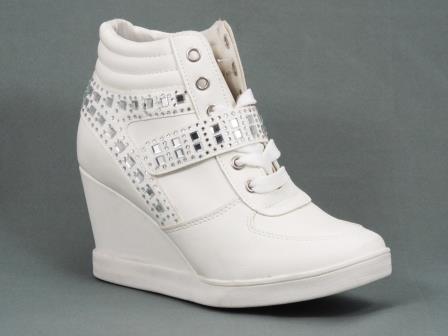 Ghete dama albe sport platforma 7 cm Tanya