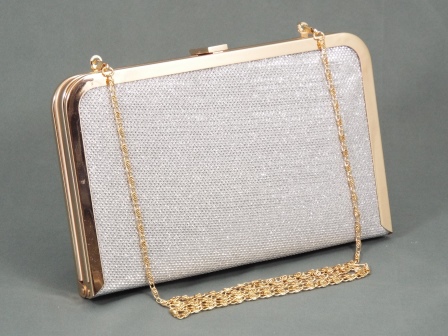 Geanta dama clutch argintiu metalizat Feerya