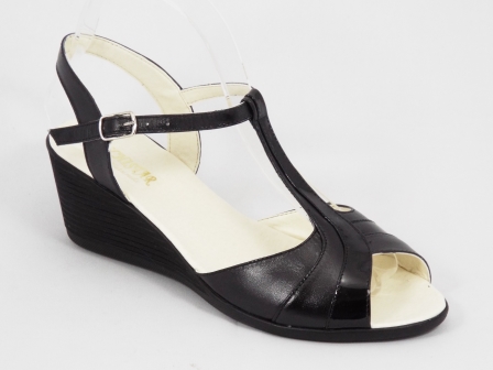 Sandale dama piele negre talpa ortopedica 6 cm Nyko