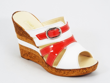 Papuci dama piele portocalii talpa ortopedica 10 cm Kennra biashoes.ro imagine reduceri
