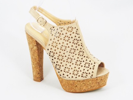 Sandale dama bej din pluta toc 14 cm Danne