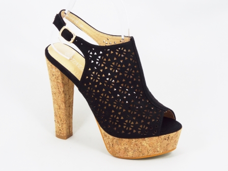 Sandale dama negre din pluta toc 14 cm Danne