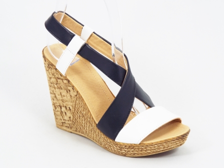 Sandale dama piele negru cu alb ortopedice toc 10 cm Fynna