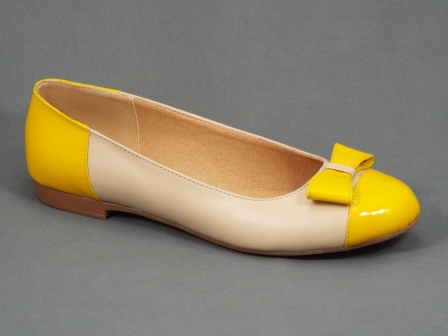 Balerini dama piele bej cu galben Klara biashoes.ro imagine reduceri