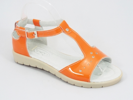Sandale dama piele lac portocalii Troya biashoes.ro imagine reduceri