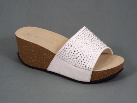 Papuci dama albi ortopedici toc 6 cm Ryanna