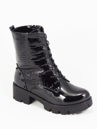 Ghete dama negre lac toc 5 cm Lenna