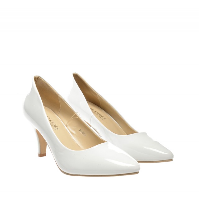 Pantofi dama albi lac toc 8 cm Zoryna