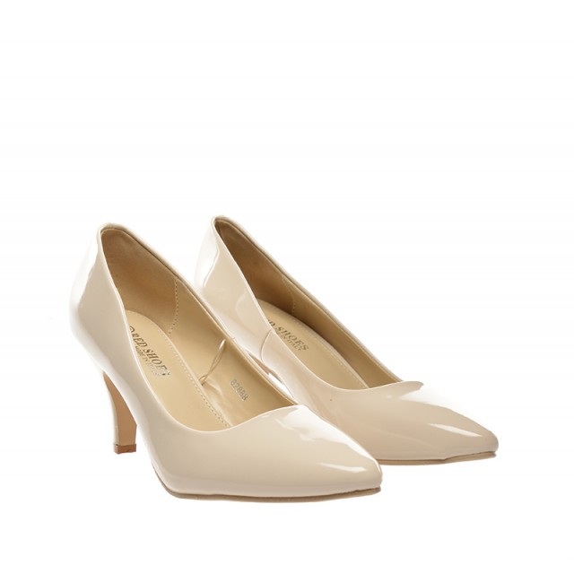 Pantofi dama bej lac toc 8 cm Zoryna