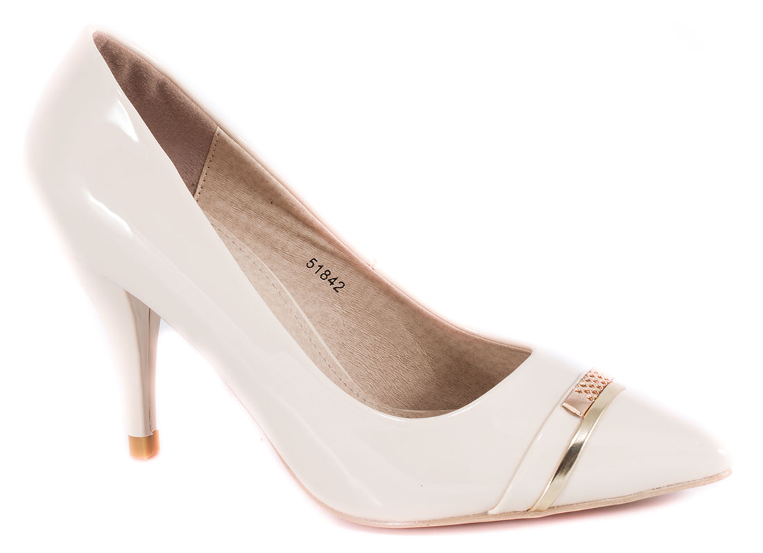 Pantofi dama bej nude lac toc 9 cm Gynna