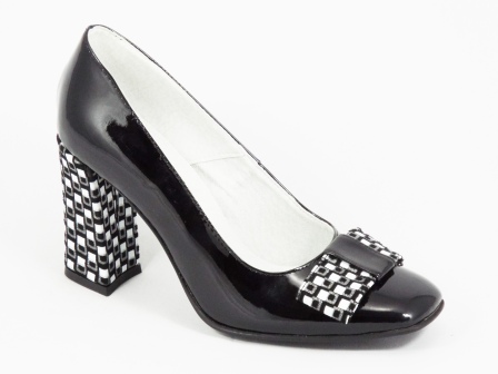 Pantofi dama piele negri lac toc 8 cm Rynna biashoes.ro imagine reduceri