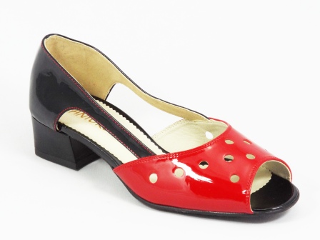 Sandale dama piele rosii cu negru lac toc 3,5 cm Nadyne biashoes.ro imagine reduceri