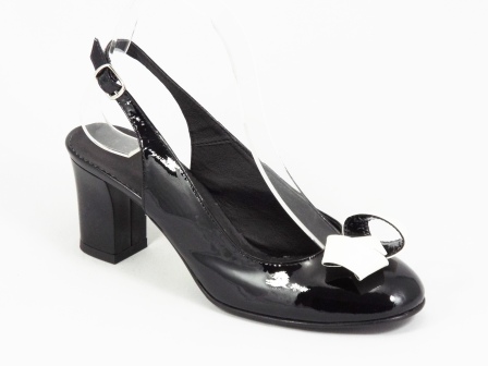 Sandale dama piele negre lac toc 6,5 cm Myna biashoes.ro imagine reduceri