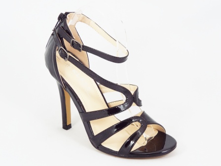Sandale dama negre lac toc 10,5 cm Letitia