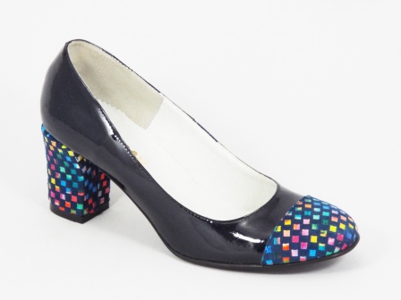 Pantofi dama piele albastri lac toc 6,5 cm Irynna biashoes.ro imagine reduceri