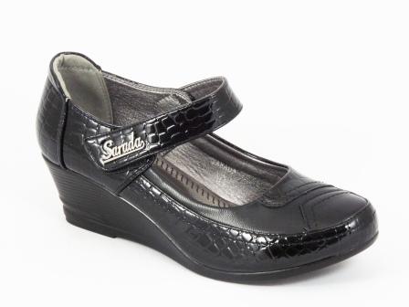Sandale dama negre ortopedice lac toc 5 cm Ioana