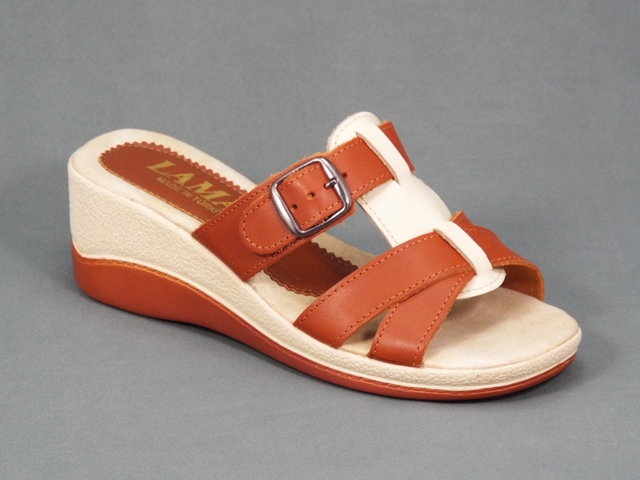 Papuci dama maro piele ortopedici toc 6 cm Arlette