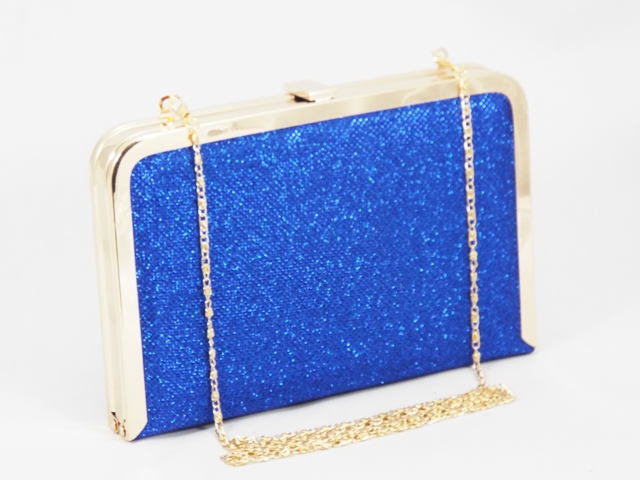 Geanta dama clutch albastru metalizat Feerya