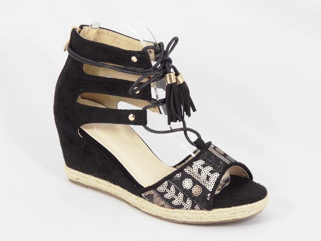 Sandale dama negre toc 7,5 cm Anna