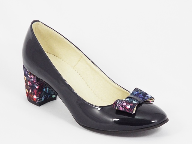 Pantofi dama piele albastru inchis toc 5,5 cm Soryna biashoes.ro imagine reduceri