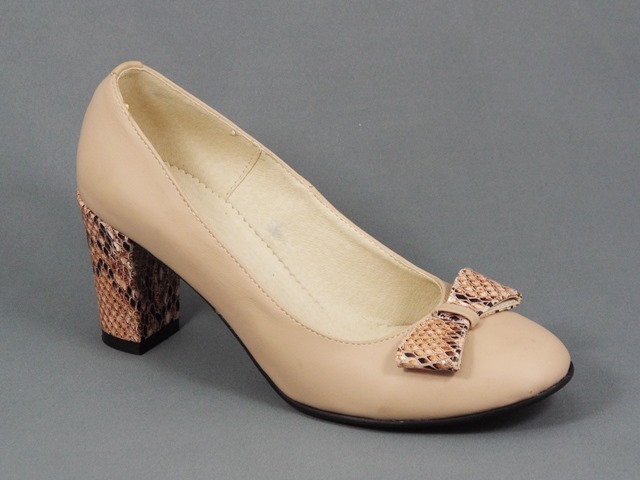 Pantofi dama piele bej toc 7,5 cm Doina
