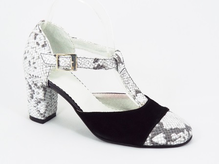Pantofi dama piele negru cu gri Zonya biashoes.ro imagine reduceri