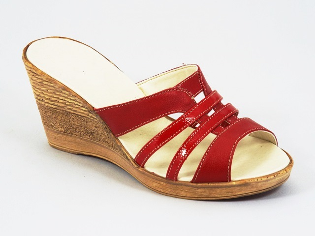 Papuci dama piele rosii Serina biashoes.ro imagine reduceri