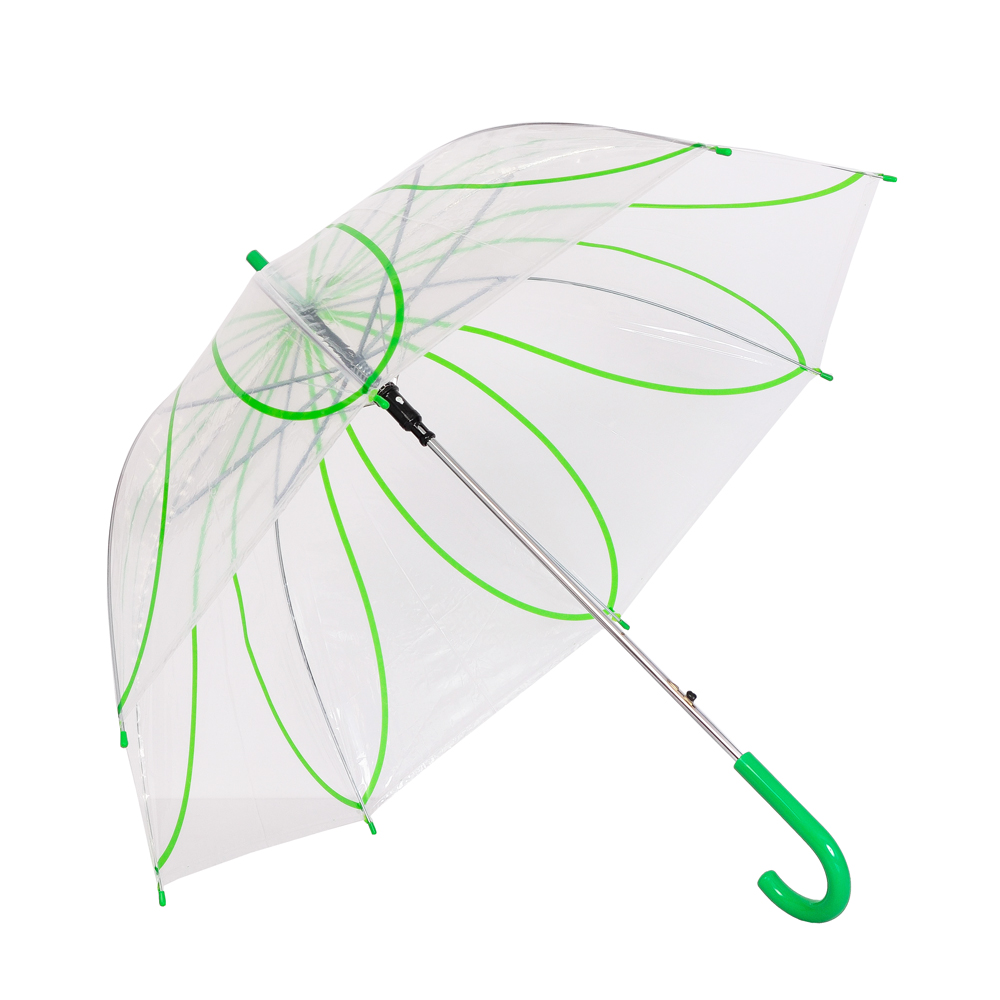 Umbrela dama transparenta cu verde Ana
