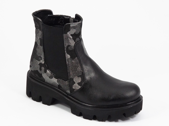 Ghete dama piele negre cu argintiu metalizat Gloria biashoes.ro imagine reduceri