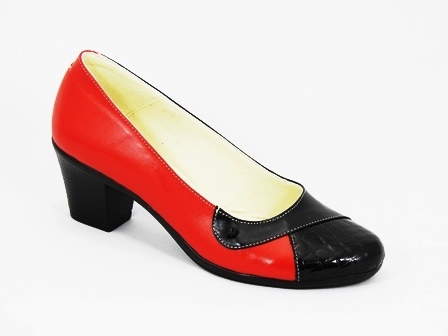Pantofi dama piele rosii cu negru Dorina biashoes.ro imagine reduceri