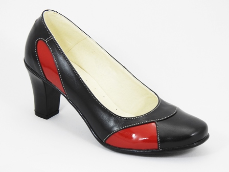 Pantofi dama piele negri cu rosu Olga biashoes.ro imagine reduceri