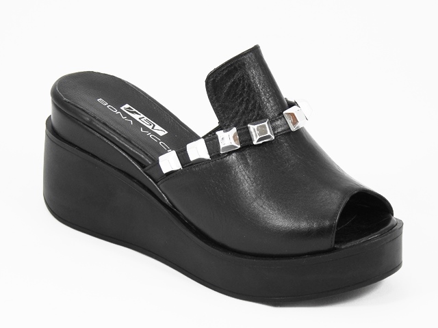 Papuci dama piele negri stil sabot Saryna biashoes.ro imagine reduceri