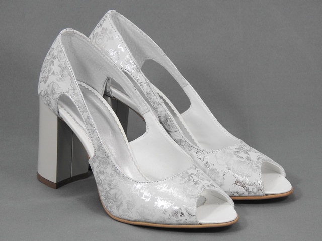 Pantofi dama piele albi cu argintiu Alesia biashoes.ro imagine reduceri