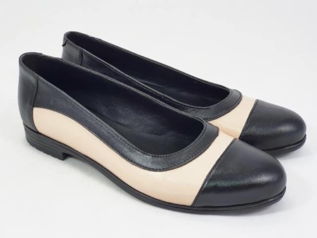 Pantofi dama piele negri cu bej Alisa biashoes.ro imagine reduceri