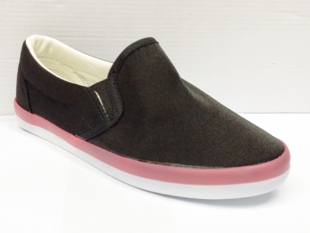 Espadrile dama negre, cu margine de culoare roz, material textil