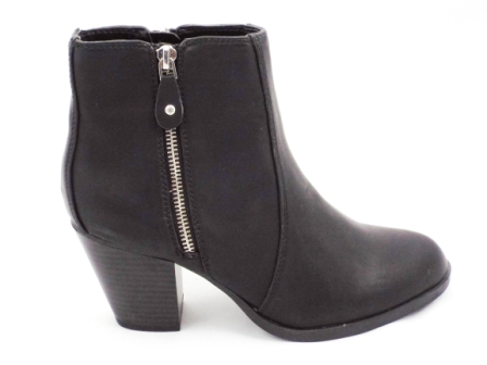 Ghete dama negre moderne din piele naturala cu toc si fermoar lateral metalic biashoes.ro imagine reduceri